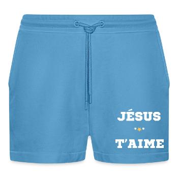 JÉSUS CHRIST T'AIME - Short bio décontracté court fabriqué en UE -  Sol Blue - Devant