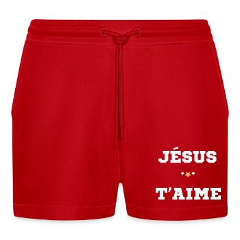 JÉSUS CHRIST T'AIME - Short bio décontracté court fabriqué en UE - rouge - Devant