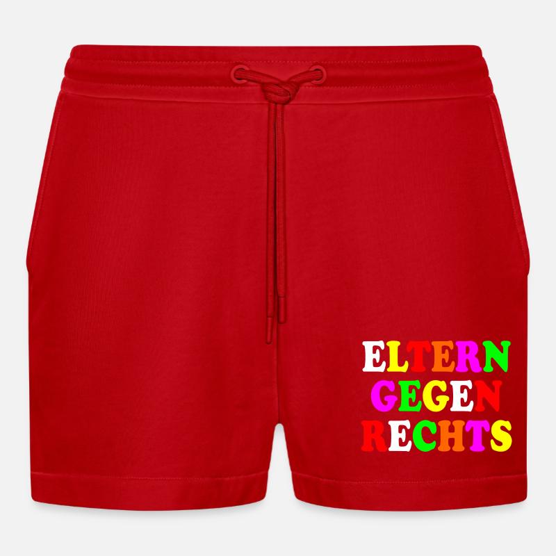 Eltern gegen rechts - Organic Relaxed Cropped Shorts Made in EU - Rot