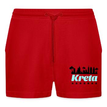 kreta - Organic Relaxed Cropped Shorts Made in EU - Rot - Vorne