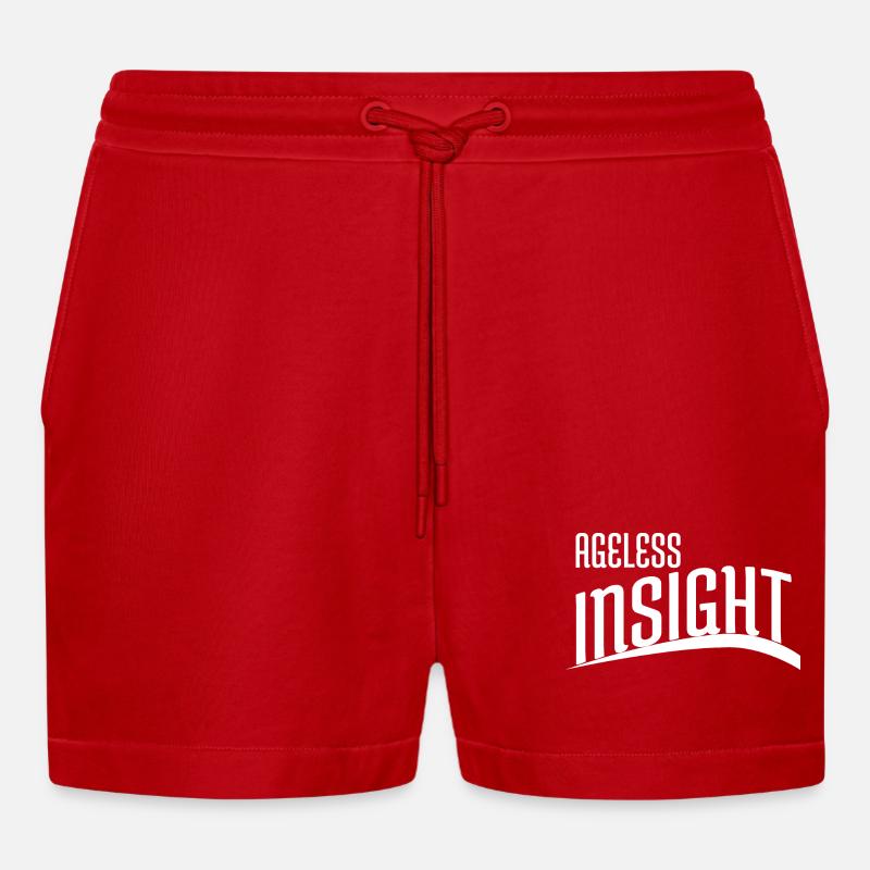 present positive mindset wisdom community - Organic Relaxed Cropped Shorts Made in EU - red