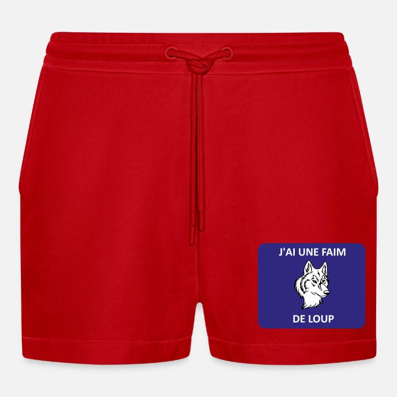 Ich bin hungrig wie ein Wolf - Organic Relaxed Cropped Shorts Made in EU - Rot