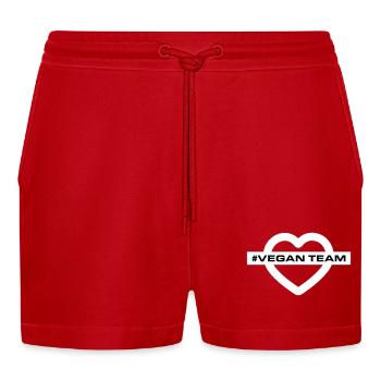 Vegan Team Herz - Organic Relaxed Cropped Shorts Made in EU - Rot - Vorne