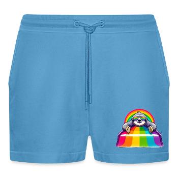 Aire de jeux arc-en-ciel de paresse de la fierté LGBTQ - Short bio décontracté court fabriqué en UE -  Sol Blue - Devant