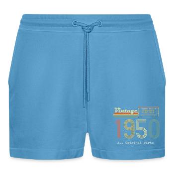 1950's Original 1950's Vintage Vintage Retro anniversa - Organic Relaxed Cropped Shorts Made in EU -  Sol Blue - Front