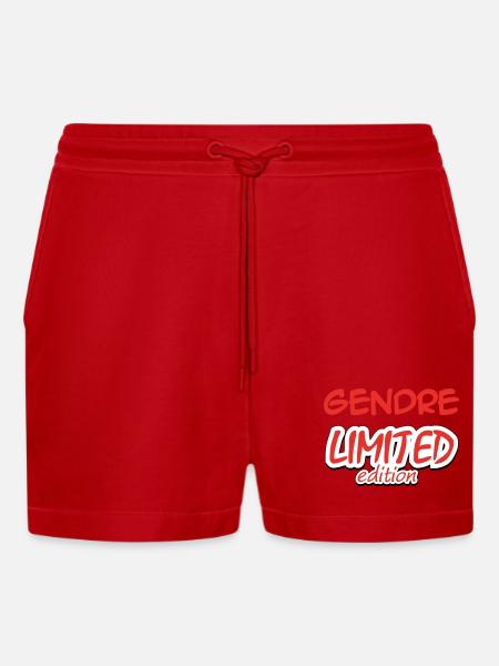 GENDRE LIMITED EDITION - Organic Relaxed Cropped Shorts Made in EU - red