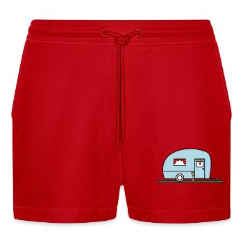 HOLIDAY. HAPPY HOLIDAYS. MISTRESS. MASTER. TEACHER - Organic Relaxed Cropped Shorts Made in EU - red - Front
