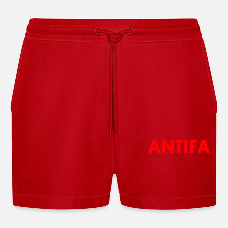Antifa - Organic Relaxed Cropped Shorts Made in EU - Rot