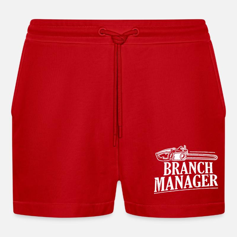Branch Manager Logging Lumberjack Logger - Organic Relaxed Cropped Shorts Made in EU - Rot