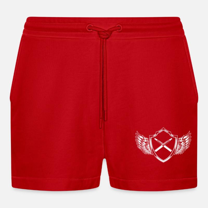 E-Zigarette Wappen - Organic Relaxed Cropped Shorts Made in EU - Rot