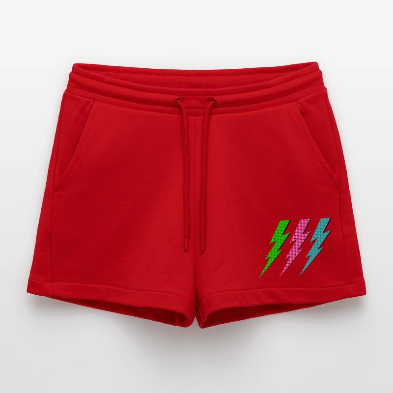 Three lightning bolts Organic Relaxed Cropped Shorts Made in EU