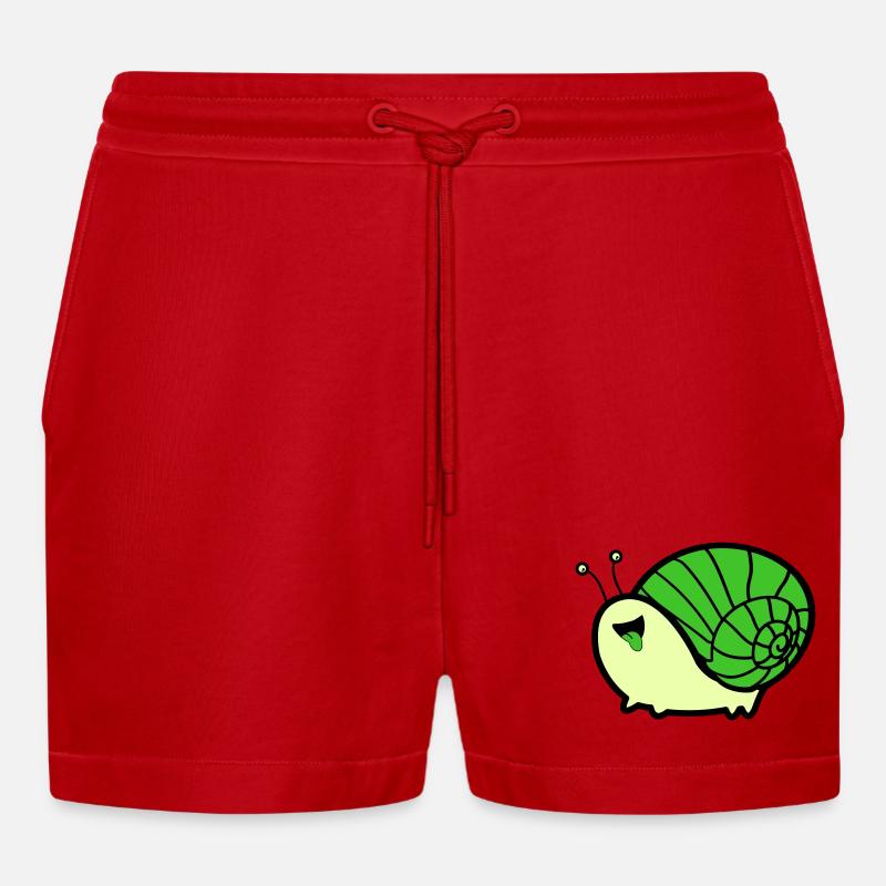 schnecke comic - Organic Relaxed Cropped Shorts Made in EU - Rot