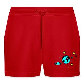 Universe 02 - Organic Relaxed Cropped Shorts Made in EU - red - Front