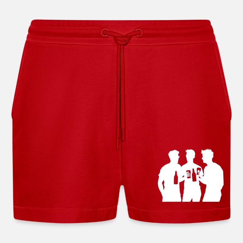 Team Bier Mannschaft - Organic Relaxed Cropped Shorts Made in EU - Rot
