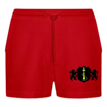 Hookah Symbol Coat of Arms - Organic Relaxed Cropped Shorts Made in EU - red - Front