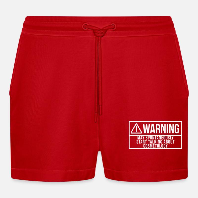 Cosmetology - Organic Relaxed Cropped Shorts Made in EU - red