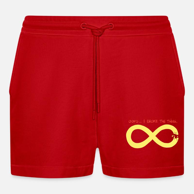 Infinity has a problem. - Organic Relaxed Cropped Shorts Made in EU - red