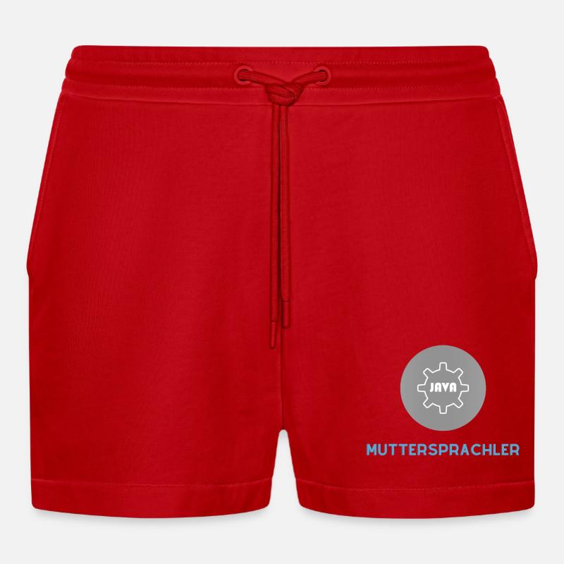Muttersprachler: JavaScript Edition - Organic Relaxed Cropped Shorts Made in EU - Rot
