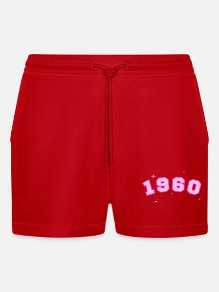 1960's Pink Star - Organic Relaxed Cropped Shorts Made in EU - red