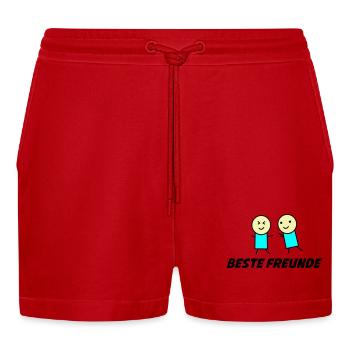 beste freunde 1 - Organic Relaxed Cropped Shorts Made in EU - Rot - Vorne