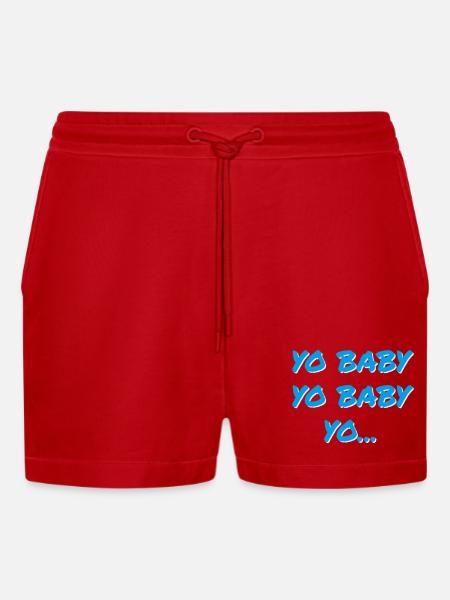 YO BABY YO BABY YO - Organic relaxed cropped shorts made in EU - rood