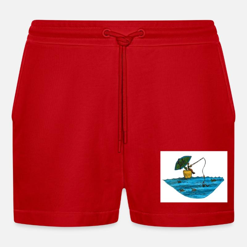 Fisch - Organic Relaxed Cropped Shorts Made in EU - Rot