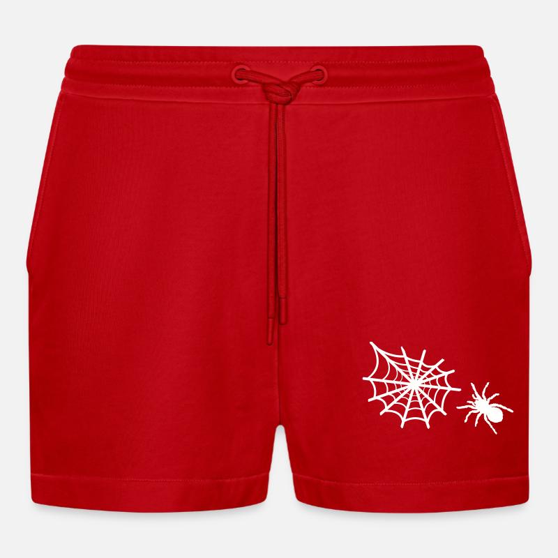 spinne spinnennetz - Organic Relaxed Cropped Shorts Made in EU - Rot