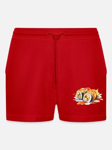 Sushi - Organic Relaxed Cropped Shorts Made in EU - red