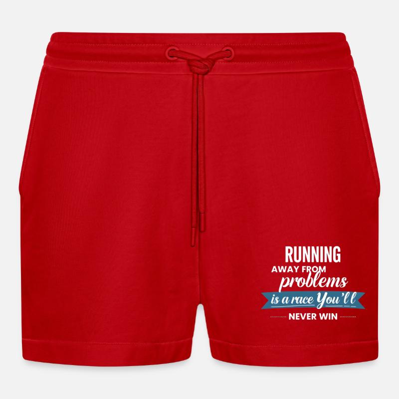 Fleeing from problems is not a solution - Organic Relaxed Cropped Shorts Made in EU - red