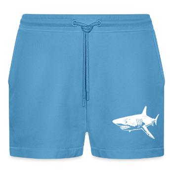 The predatory white shark - Organic Relaxed Cropped Shorts Made in EU -  Sol Blue - Front