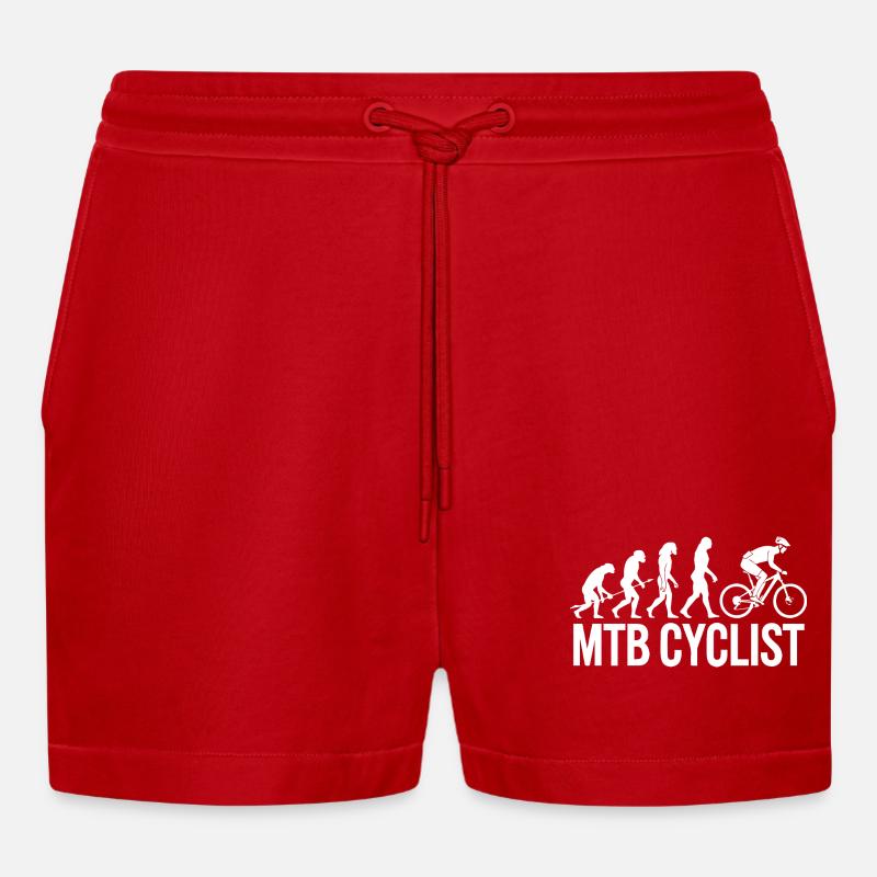 Evolution einer MTB-Radfahrer-Silhouette - Organic Relaxed Cropped Shorts Made in EU - Rot