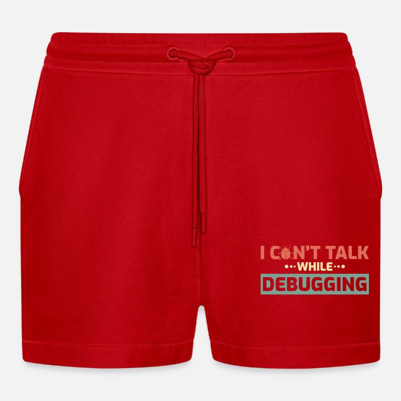I Can't Talk While Debugging - Organic Relaxed Cropped Shorts Made in EU - red