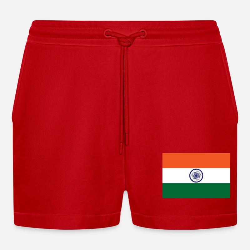 Indien - Organic Relaxed Cropped Shorts Made in EU - Rot