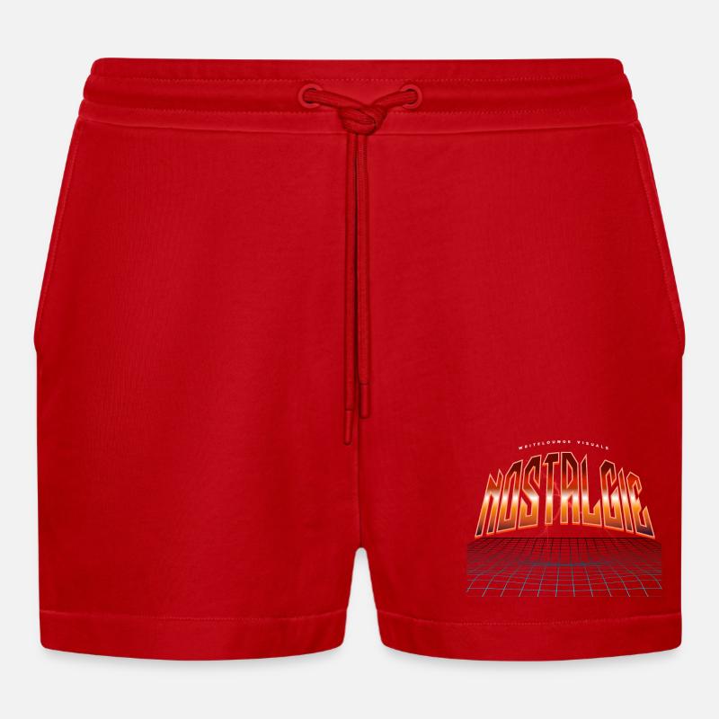 Nostalgie Neon Synthwave - Organic Relaxed Cropped Shorts Made in EU - Rot