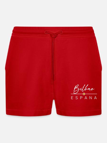 Spain - Bilbao - Spain - España - Organic Relaxed Cropped Shorts Made in EU - red