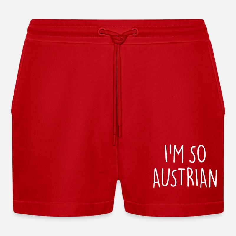 I'M SO AUSTRIAN Austria - Organic Relaxed Cropped Shorts Made in EU - red