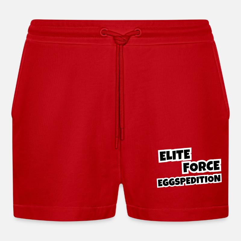 Elite Force Eggspedition - Organic Relaxed Cropped Shorts Made in EU - red