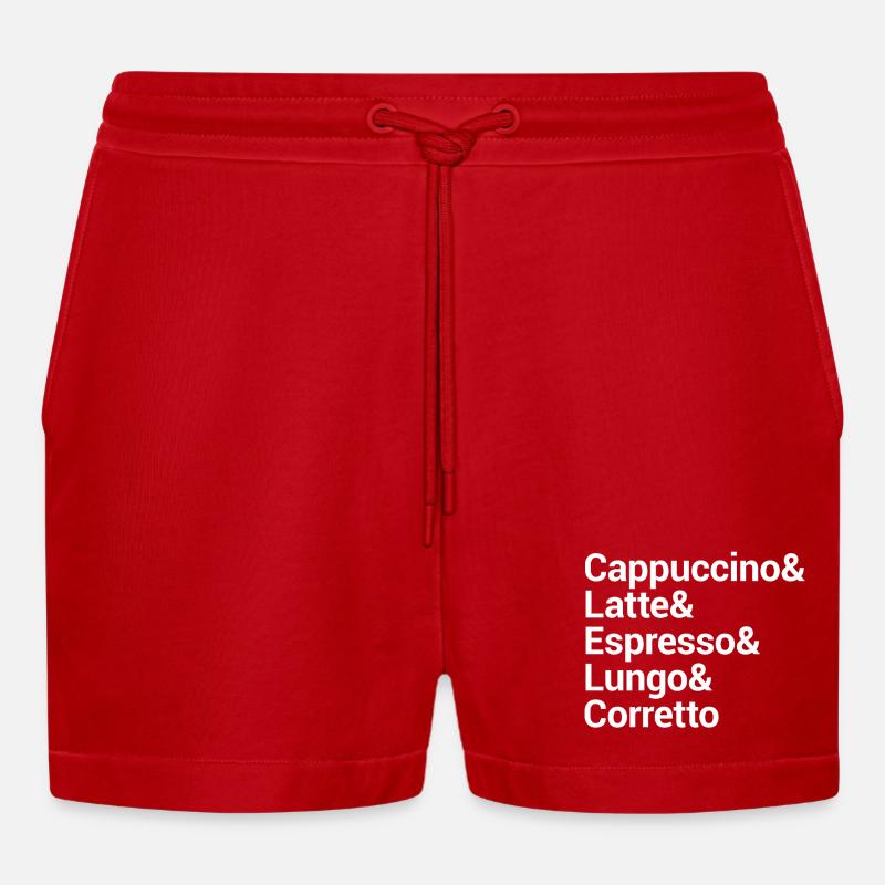 Kaffee-Stil Typografie Design - Organic Relaxed Cropped Shorts Made in EU - Rot