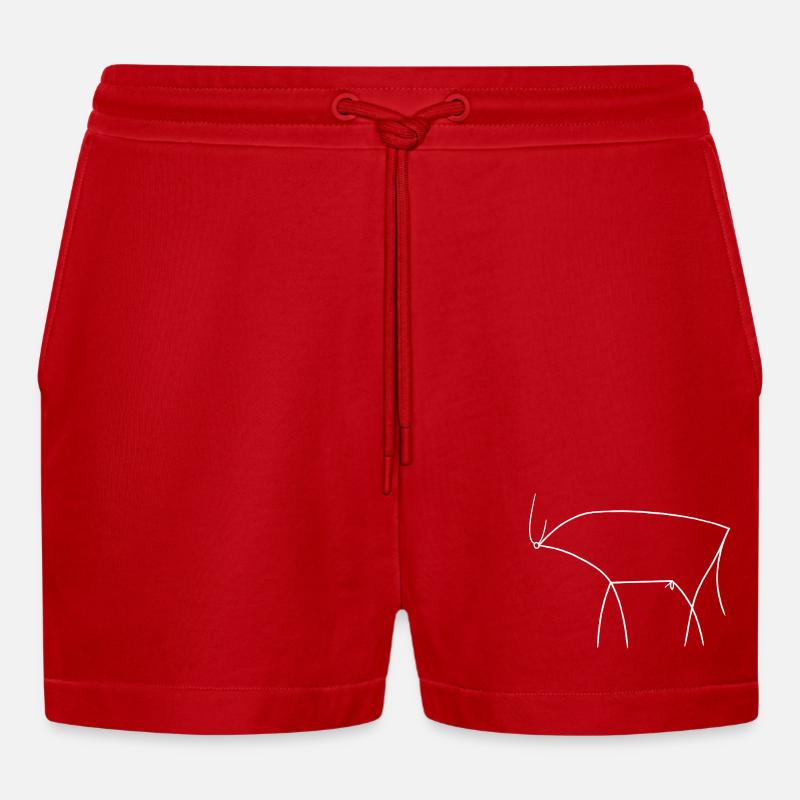 Bull - Organic Relaxed Cropped Shorts Made in EU - red