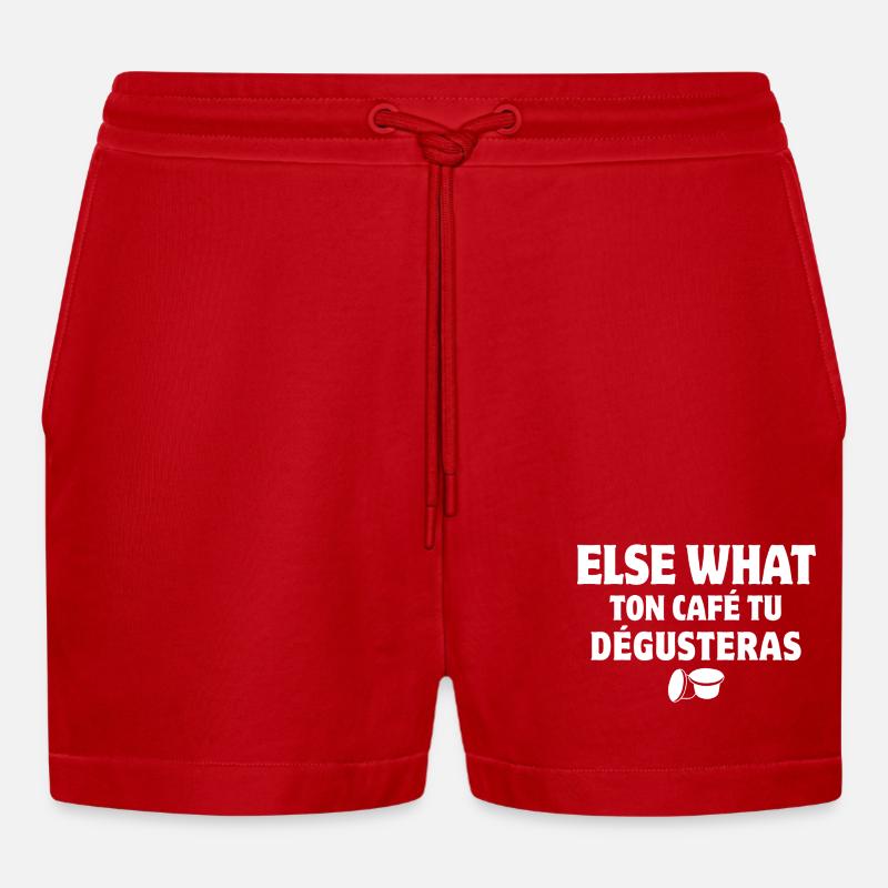 coffee, coffee bean, coffee break - Organic Relaxed Cropped Shorts Made in EU - red