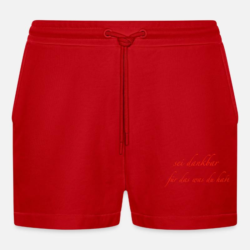 sei dankbar - Organic Relaxed Cropped Shorts Made in EU - Rot