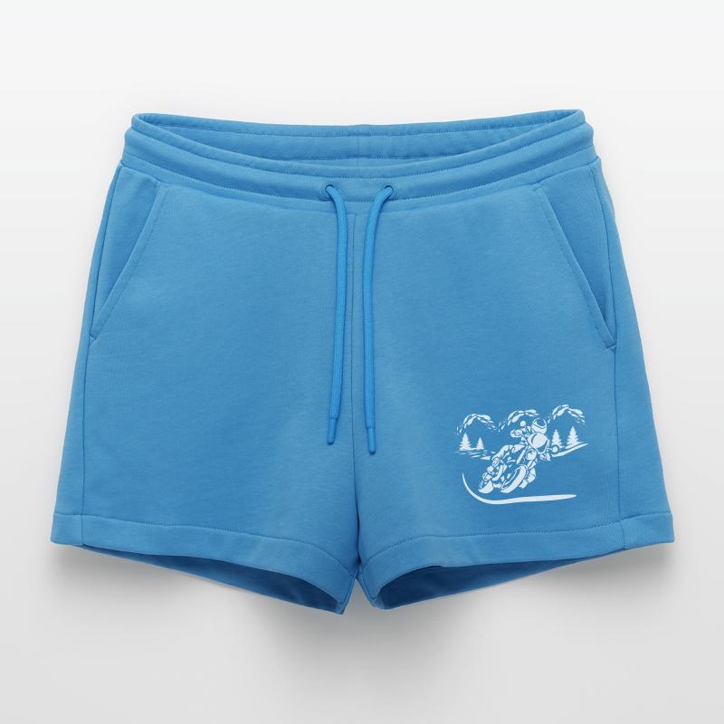 Motorrad Waldsilhouette Organic Relaxed Cropped Shorts Made in EU