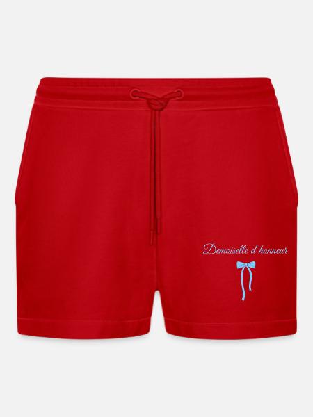 Blue Bow Bridesmaid - Organic Relaxed Cropped Shorts Made in EU - red