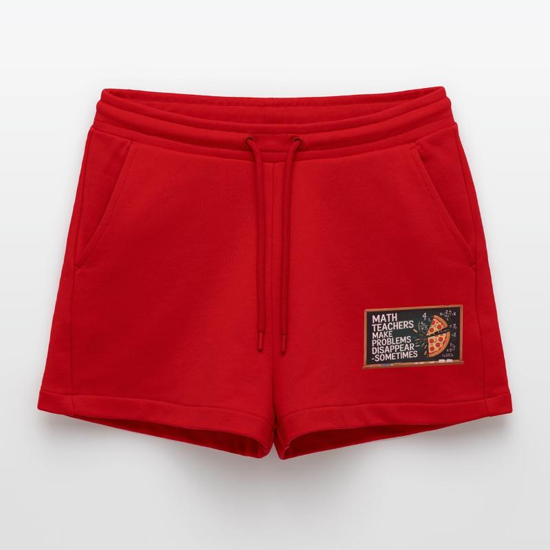 Funny Math Teacher Design Pizza & Problem Solving Organic Relaxed Cropped Shorts Made in EU