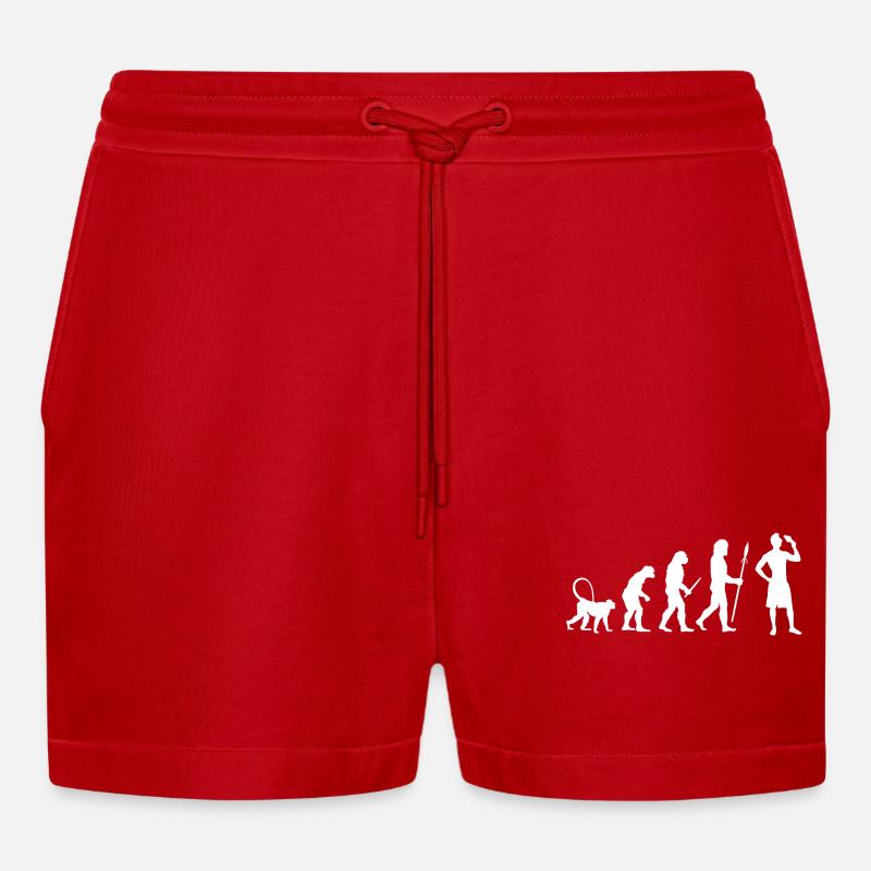 Eiscreme Evolution - Organic Relaxed Cropped Shorts Made in EU - Rot