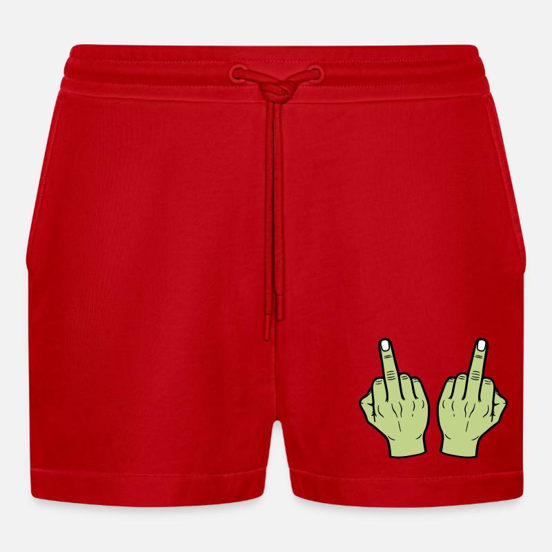 Mittelfinger Hand - Organic Relaxed Cropped Shorts Made in EU - Rot