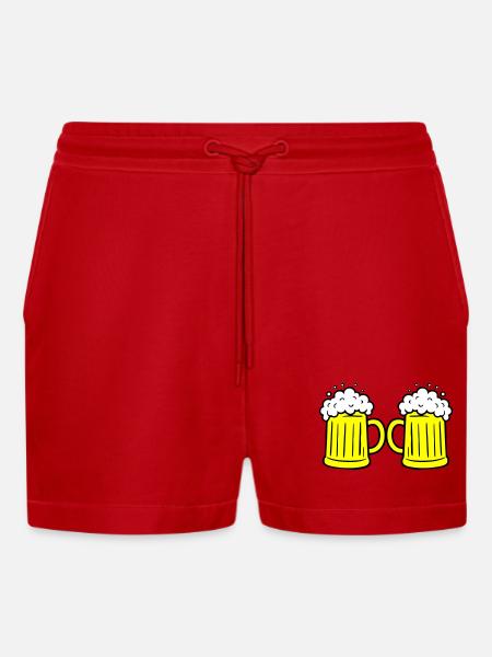 Bierglas Anstoßen - Organic Relaxed Cropped Shorts Made in EU - Rot