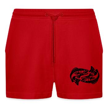 Pike Fish - Organic Relaxed Cropped Shorts Made in EU - red - Front