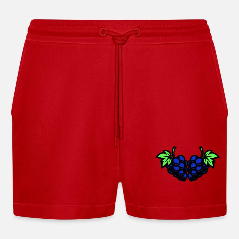 Trauben Weintrauben - Organic Relaxed Cropped Shorts Made in EU - Rot