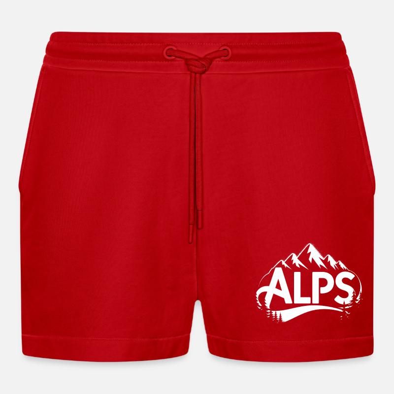 Alpes - Conception de randonnée - Short bio décontracté court fabriqué en UE - rouge
